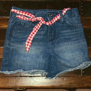 The Children's Place Denim Shorts with Red Checkered Tie